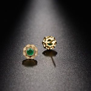 Elegant Gold and Green Stud Earrings